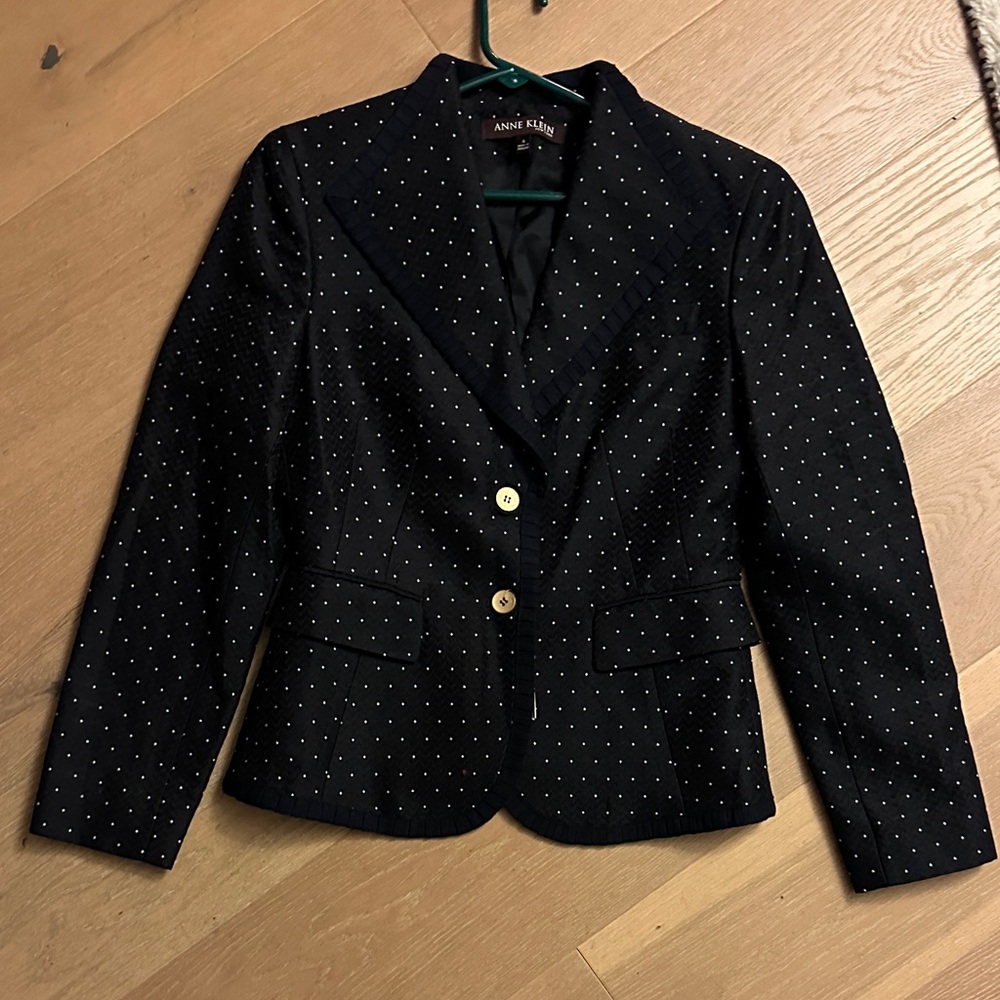 Anne Klein Navy Polka Dot Blazer